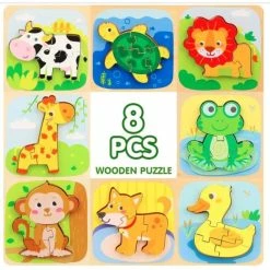 New π TOY LIFE 8 PACK WOODEN PUZZLES β